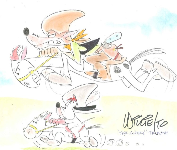 Wolf And Droopy On Horseback - Tex Avery Tribute - Image 2