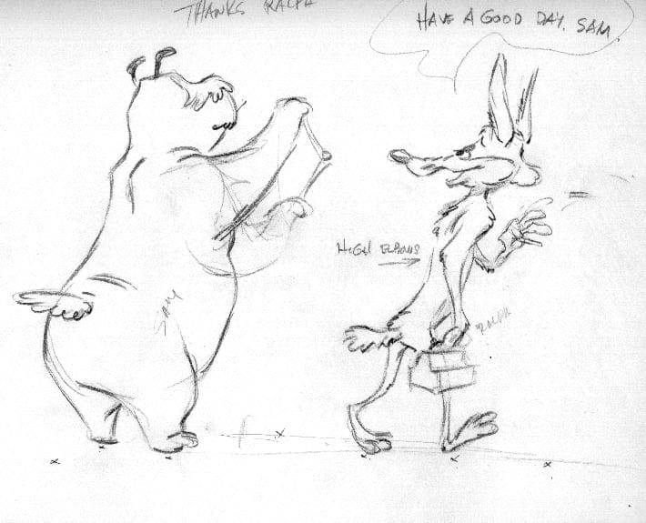 Sam Sheepdog Thanks Ralph Sketch