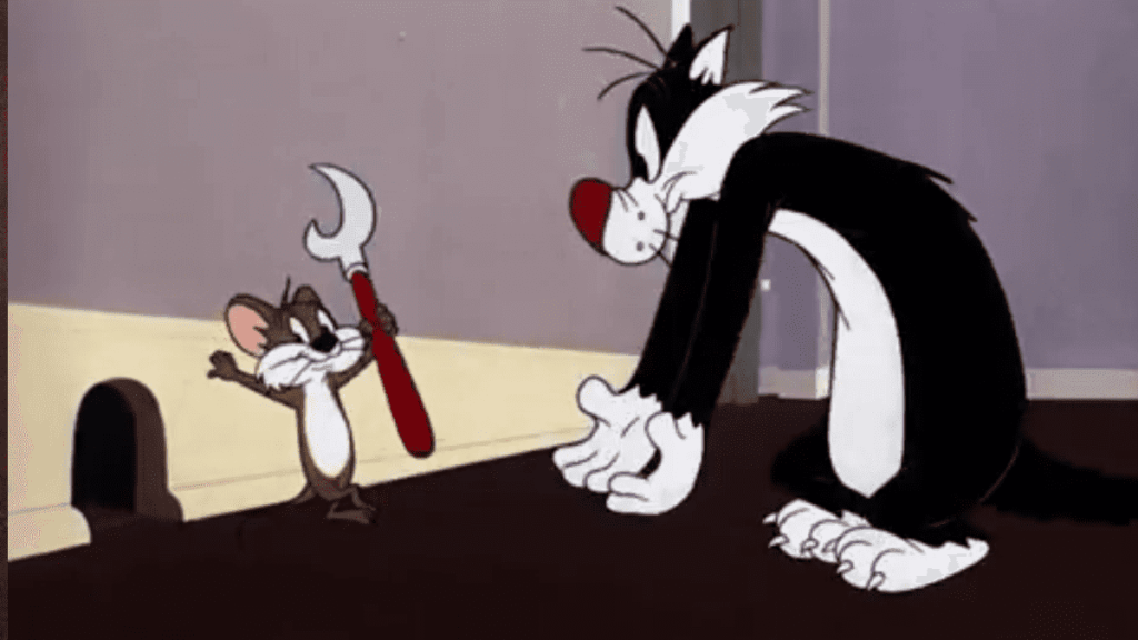 Slyvester Cat Fighting Mouse